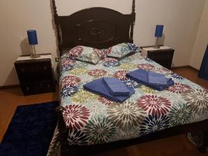 Una cama con dos almohadas encima. en Casa Regina logement de 120m2, 