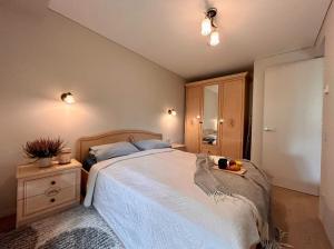 Кровать или кровати в номере Cuprum central apartment