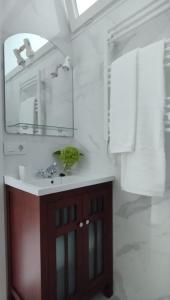 a bathroom with a sink and a mirror at Vivienda Villalvaro in Santander