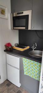 a small kitchen with a sink and a microwave at No 26 rooms in Inverness