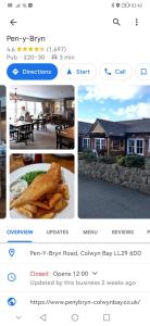 a collage of photos of a house with food at Netherton Studio Apartment 2 in Llandrillo-yn-Rhôs