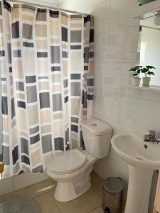 a bathroom with a toilet and a sink at Casa para 4 personas, en El Quisco Norte in El Quisco