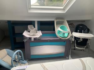 a small room with a bunk bed and a mirror at Chalet Low Rider S in Fécamp