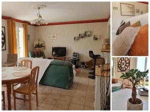 een woonkamer met een bank en een tafel bij TI GLAS in Tregueux