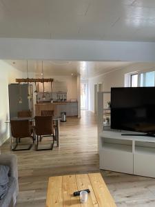 TV a/nebo společenská místnost v ubytování Wohnung mit Garten und überdachter Terrasse