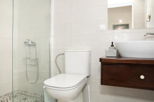 卡達麥納的住宿－Mirtilo in Kardamena Centre，浴室配有卫生间、盥洗盆和淋浴。