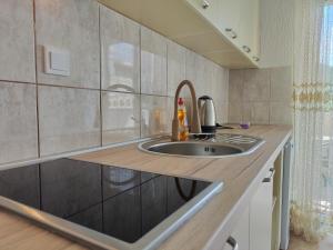 a kitchen with a sink and a counter at MM Apartments in Budva