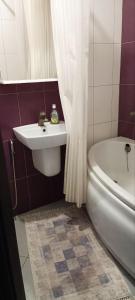 a bathroom with a sink and a toilet and a tub at 2х кімнатна квартира у Львові поряд з залізничним вокзалом in Lviv