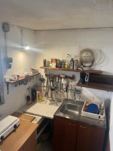 a small kitchen with a sink and a counter at Holiday home Stiniva in Vis
