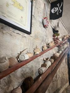 a wall with a shelf with shells on it at Holiday home Stiniva in Vis