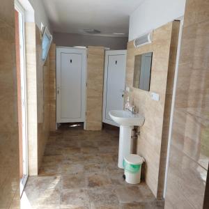 a bathroom with a sink and a mirror at Cazare la Munte cu Piscină in Bistra