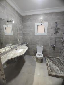 a bathroom with a sink and a toilet and a shower at الداون تاون العالمين الجديدة خلف الابراج_ElDown Town New alameim in El Alamein