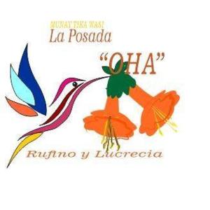 ein Logo für ein Restaurant mit Karotten und Vögeln in der Unterkunft Rufino y Lucrecia MUNAY TIKA WASI Posada Oha in Puno