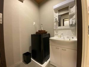 a bathroom with a sink and a mirror at リブレ in Kumamoto 302 in Kumamoto
