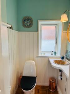 Villa i hyggelige omgivelser في رودكوبينغ: حمام مع مرحاض ومغسلة ونافذة
