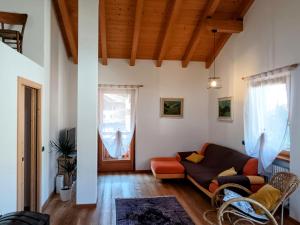 uma sala de estar com um sofá e uma janela em Casa dello sportivo - Val di Sole Trentino em Dimaro