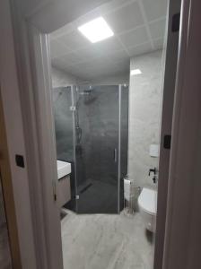 y baño con ducha, lavabo y aseo. en A new Flat close to Nata Vega, en Mamak