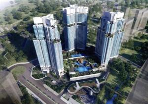 una vista aerea di edifici alti in una città di Teega Luxury 12 pax 4BR Pooltable by Our Stay a Nusajaya