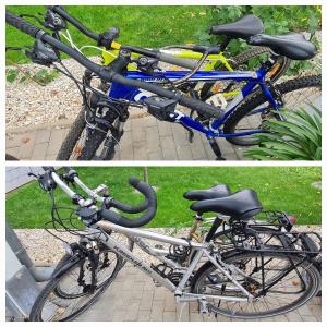 two pictures of two bikes parked next to each other at Ferienwohnung Jekarie in Weimar