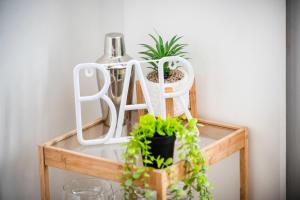 a shelf with potted plants on top of it at Camden and Kings Cross 3 bedroom flat - sleeps 8 in London