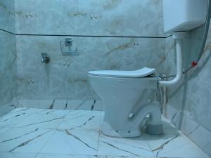 a bathroom with a white toilet in a room at MOON HAVELI in Bikaner