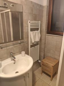 塞爾瓦迪法薩諾的住宿－Villa Arisa with pool，一间带水槽和镜子的浴室