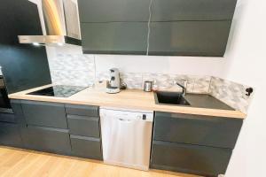 cocina con fregadero y encimera en Relax & Design in Saint-Egrève #DQ en Saint-Égrève