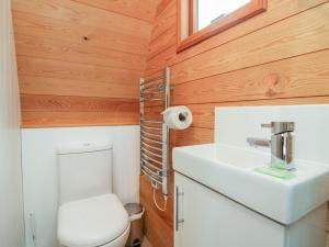a small bathroom with a toilet and a sink at Pod No 6 in Keswick +58 photos