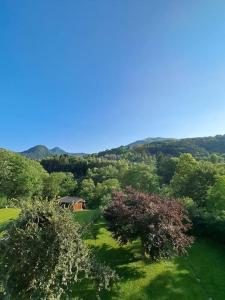 een huis in het midden van een veld met bomen bij Valle Intelvi Panorama in Castiglione dʼIntelvi