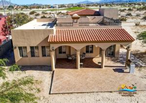 an aerial view of a house with a patio at Casa Talebi El Dorado Ranch San Felipe WiFi in San Felipe