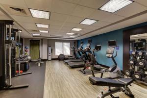 - une salle de sport avec des tapis de course et des machines dans l'établissement Hampton Inn Cumming, à Cumming