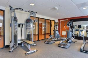 a gym with several treadmills and exercise bikes at Hampton Inn Detroit/Auburn Hills South in Auburn Hills