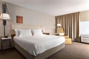 Pokój hotelowy z dużym łóżkiem i krzesłem w obiekcie Hilton Garden Inn Flagstaff w mieście Flagstaff
