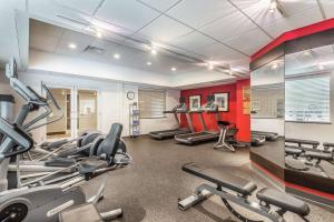 - une salle de sport avec des équipements de cardio-training dans un bâtiment dans l'établissement Hilton Garden Inn Gainesville, à Gainesville