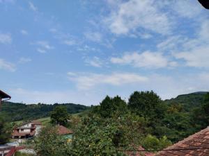 vistas a las montañas, con casas y árboles en Vila Goca, en Gornja Trepča