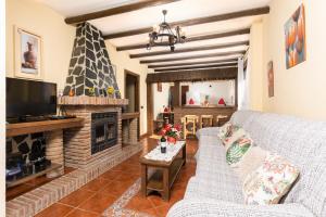 - un salon avec un canapé et une cheminée dans l'établissement Villa Las Palomas 2, à Frigiliana