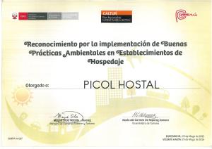 Un certificat, premiu, logo sau alt document afișat la Picol Hostal