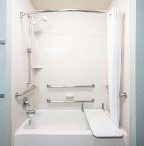 a bathroom with a shower and a tub and a toilet at Hampton Inn and Suites - Lincoln Northeast in Lincoln