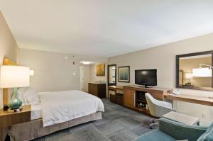 a hotel room with a bed and a television at Hampton Inn Mount Dora in Mount Dora