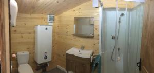 Koupelna v ubytování Cabane au milieu des bois + 7 fotografií