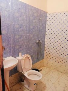 ein Bad mit einem WC und einem Waschbecken in der Unterkunft Découvrez les montagnes de l'Ourika, l'Atlas du Maro-c in Marrakesch