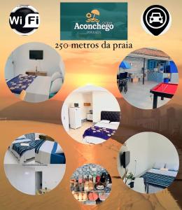 a collage of photos of a room and a bedroom at Pousada Aconchego Ocian in Praia Grande