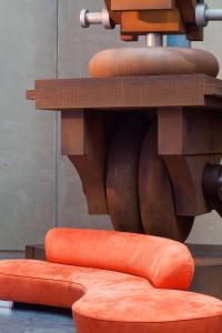 a stack of orangeools sitting next to a wall at Radisson Blu Hotel, Liverpool in Liverpool