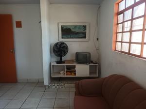 - un salon avec une télévision et un canapé dans l'établissement ANA POIPA CANEDO, à Senador Canedo