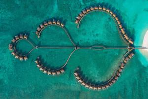 eine Aussicht über ein Paar Schnorchelausrüstung im Wasser in der Unterkunft Radisson Blu Resort Maldives in Fenfushi
