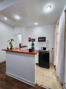 a kitchen with a counter top and a microwave at Espectacular departamento para 6 personas. in Buenos Aires