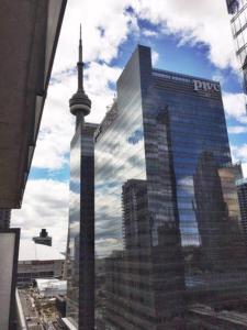 a view of the cn tower in a city at Beautiful Unit in Heart of Downtown Toronto in Toronto