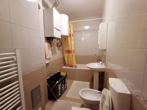 a small bathroom with a toilet and a sink at Apartmani Damir in Sarajevo