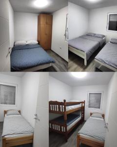 dos fotos de dos camas en una habitación en Vikendica sa bazenom Staša en Banja Luka