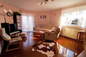 uma sala de estar com um sofá e uma televisão em Apartman Mimi em Lovran